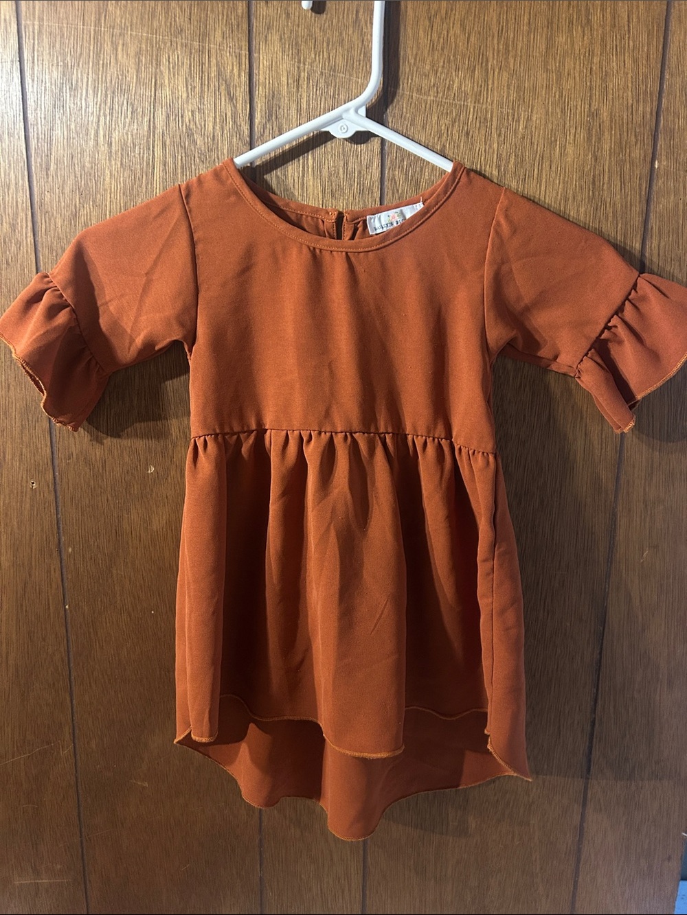 5/$20 Bailey’s Blossoms | Rust Orange High-Low Ruffle Sleeve Dress